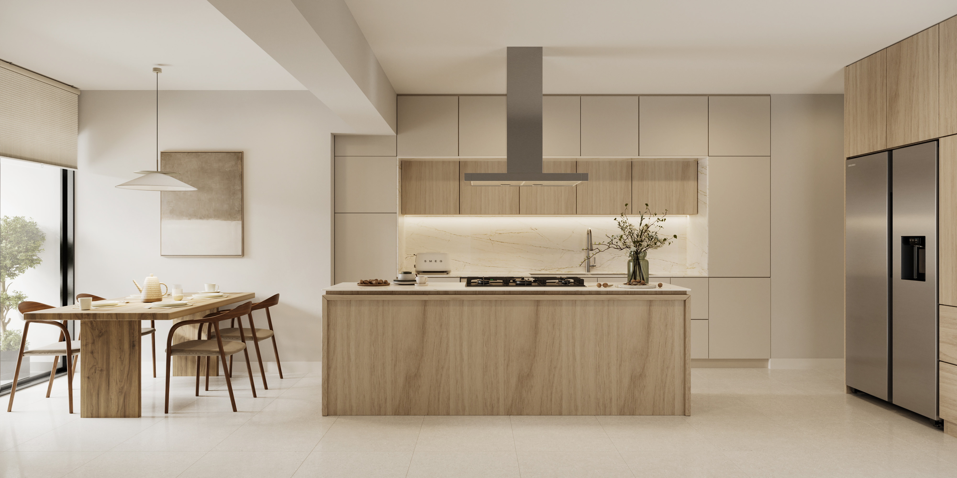 Acabados importados, cocina del proyecto Aster Basadre en San Isidro